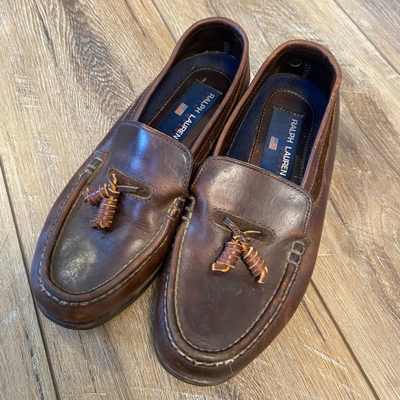 Women’s Ralph Lauren Brown Leather Loafers - Picture 1 of 10